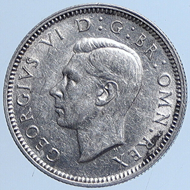 1941 UK Great Britain United Kingdom KING GEORGE VI Silver SIXPENCE Coin i113614