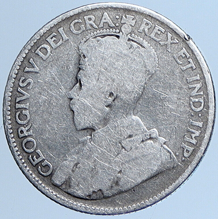 1921 CANADA UK King George V Genuine Antique Old SILVER 25 CENTS Coin i113626