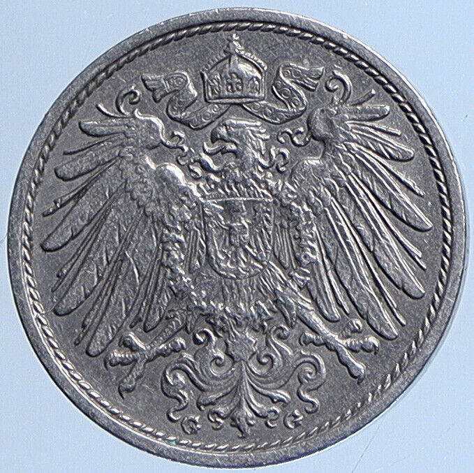 1914 GERMANY WILHELM II Antique Vintage OLD Eagle Arms 10 Pfennig Coin i113607