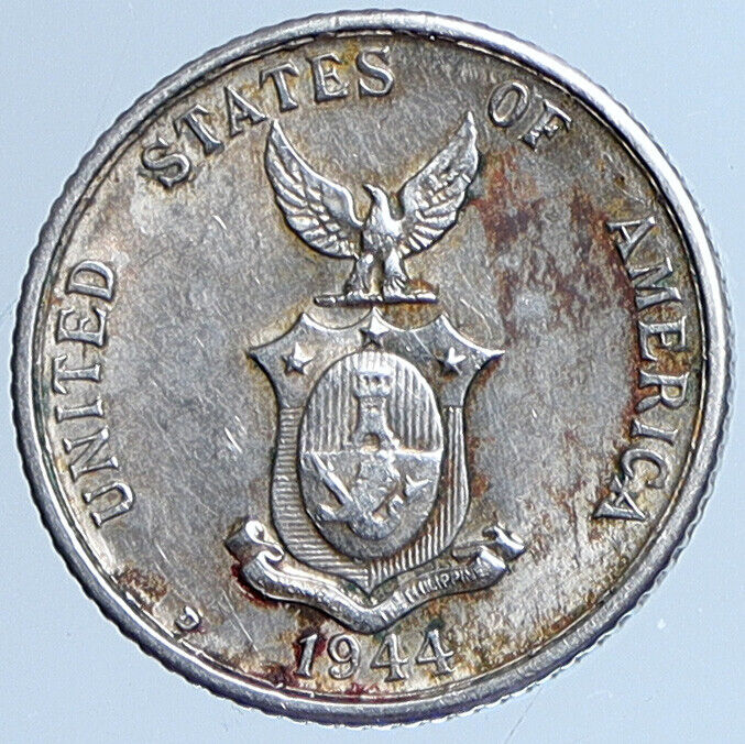 1944 D PHILIPPINES Under US Administration Eagle Silver 20 Centavos Coin i113627