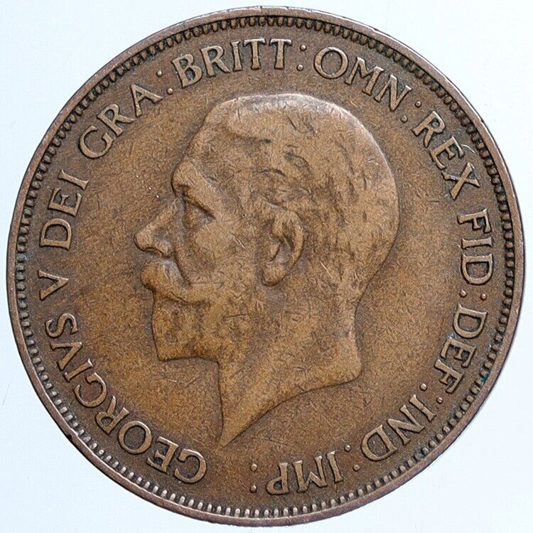 1936 Great Britain United Kingdom UK King GEORGE V Antique Penny Coin i113786