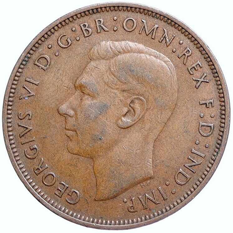 1947 Great Britain UK United Kingdom King George VI VINTAGE 1 Penny Coin i113780