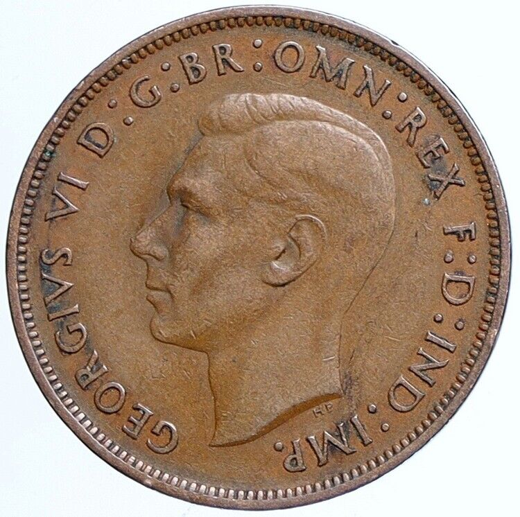 1938 Great Britain UK United Kingdom King George VI VINTAGE 1 Penny Coin i113783