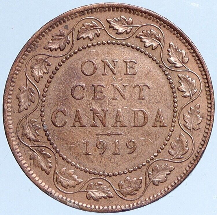 1919 CANADA UK British King George V Antique Vintage CANADIAN CENT Coin i113834