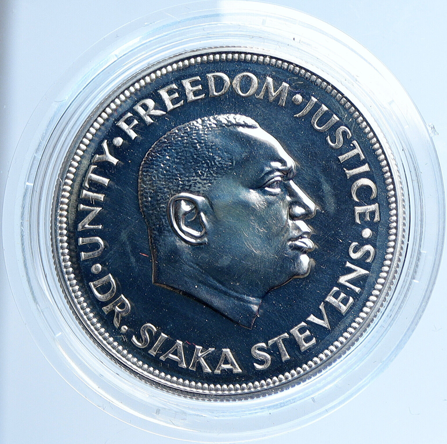 1974 SIERRA LEONE West AFRICA Dr Siaka Stevens Bank Lion PF Silver Coin i113538