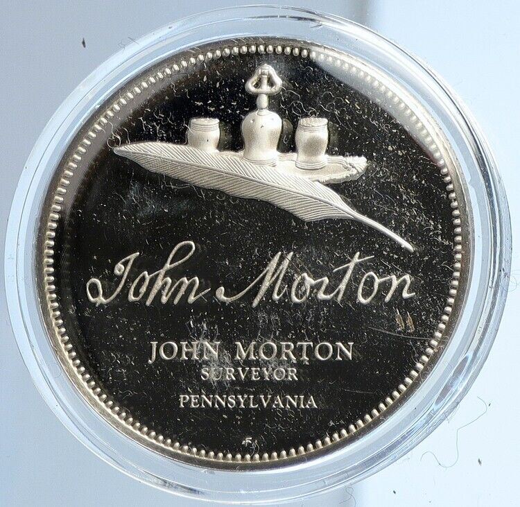 1974 US USA FM John Morton BICENTENNIAL COUNCIL Old Proof Silver Medal i112971