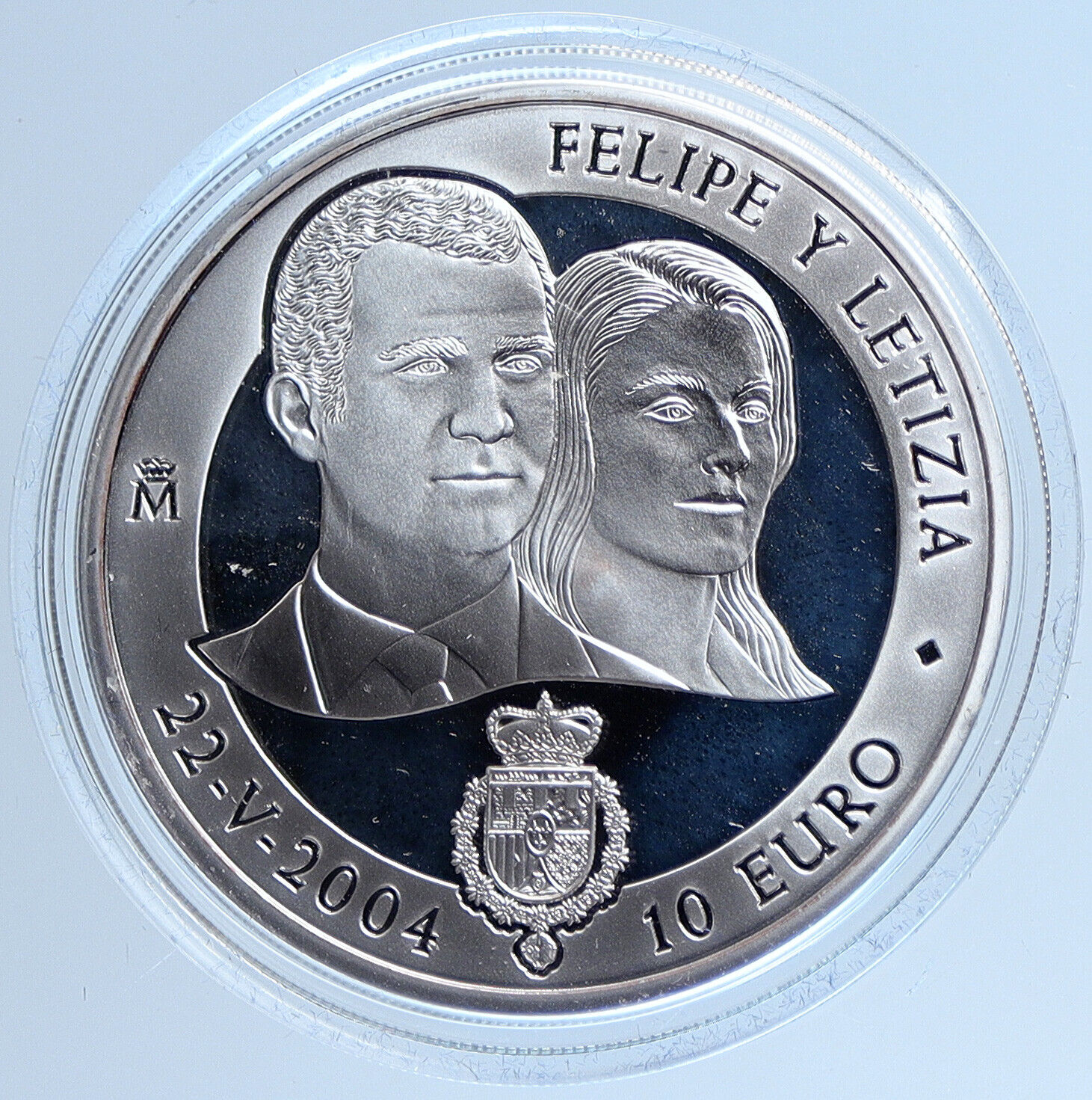2004 SPAIN JUAN CARLOS I Prince Felipe Letizia Proof Silver 10 Euro Coin i113533