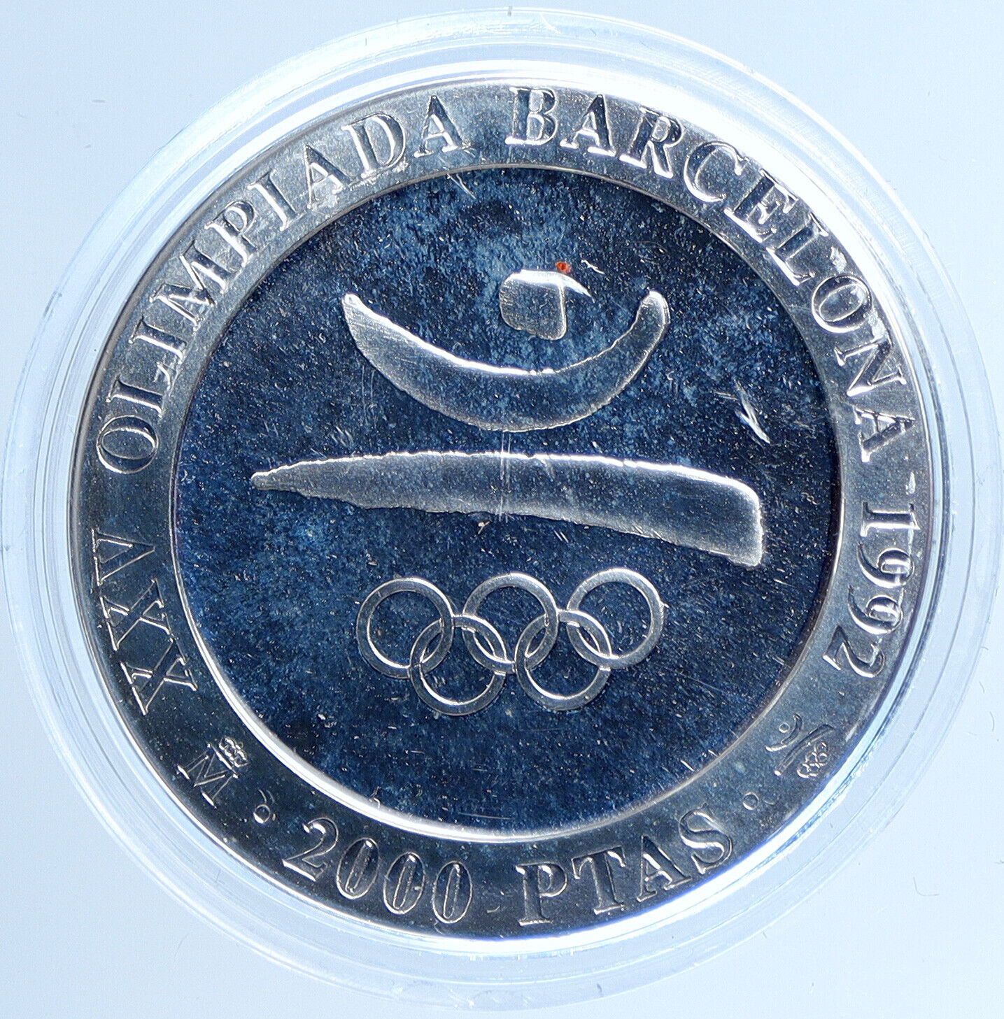 1990M SPAIN King JUAN CARLOS I Barcelona Olympic Silver 2000 Peseta Coin i113541