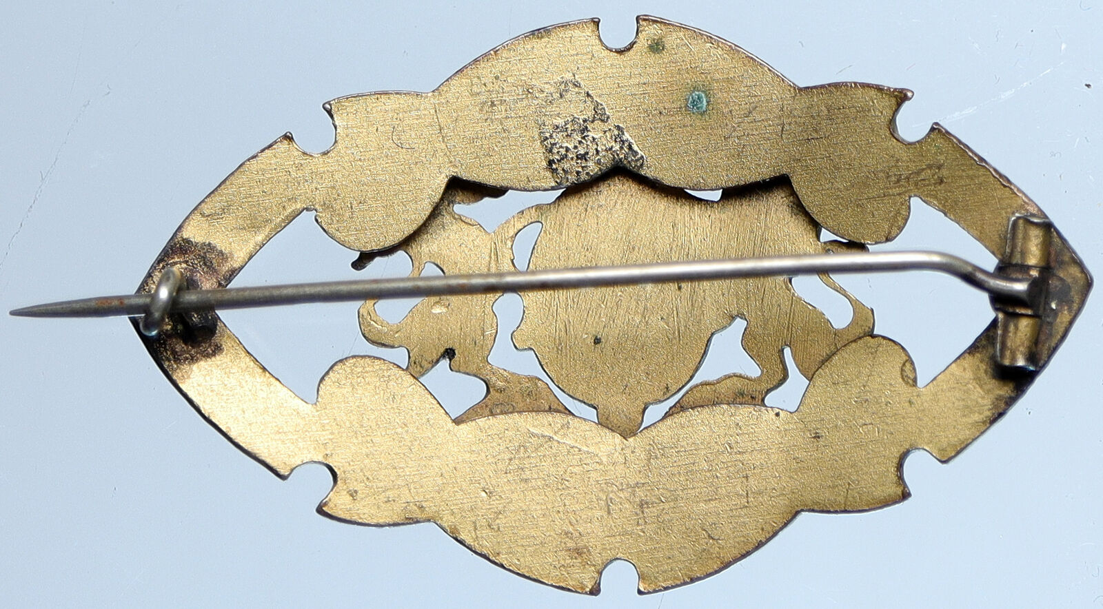 1800's ENGLAND MILITARY Cap Badge Lion Unicorn ANTIQUE British Pin Medal i113885