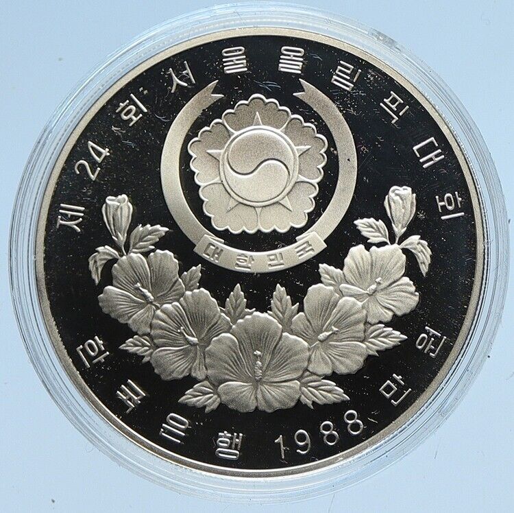 1988 SOUTH KOREA Seoul OLYMPIC GAMES Horses Proof Silver 10000 Won Coin i112973