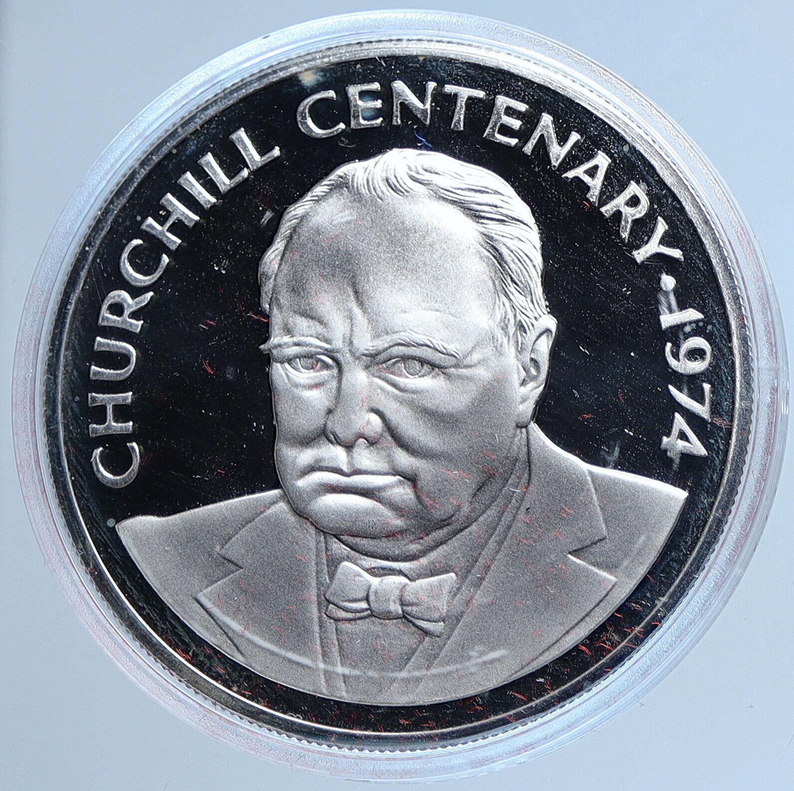 1974 CAYMAN ISLANDS 100 Year WINSTON CHURCHILL Old Proof Silver $25 Coin i113537