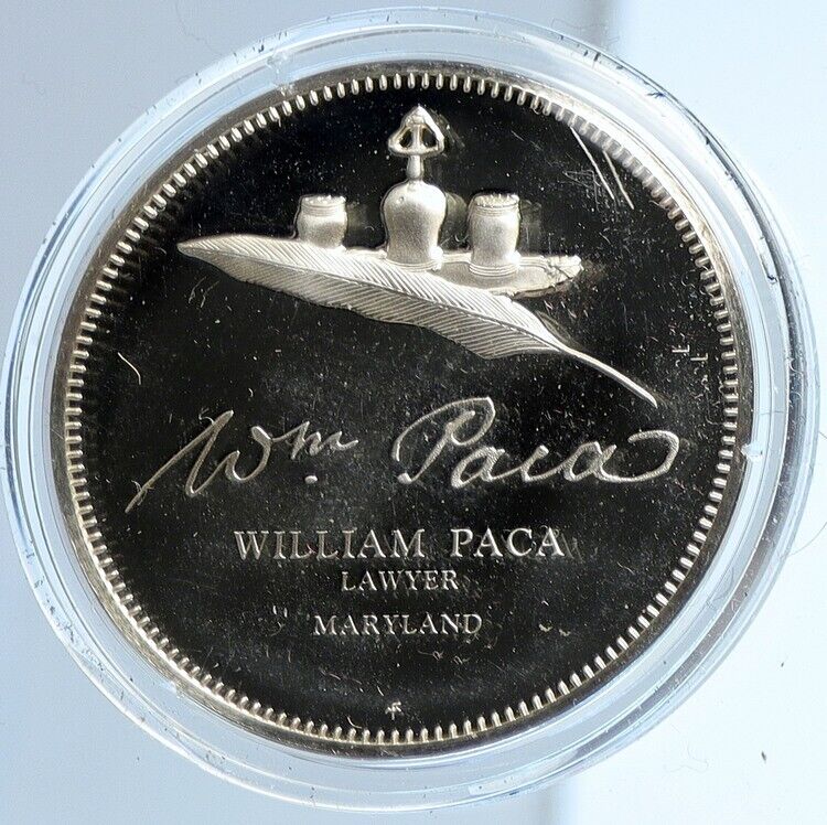 1973 US USA FM William Paca BICENTENNIAL COUNCIL Old Proof Silver Medal i112970