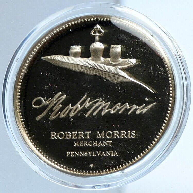 1972 US USA FM Robert Morris BICENTENNIAL COUNCIL Old Proof Silver Medal i112966