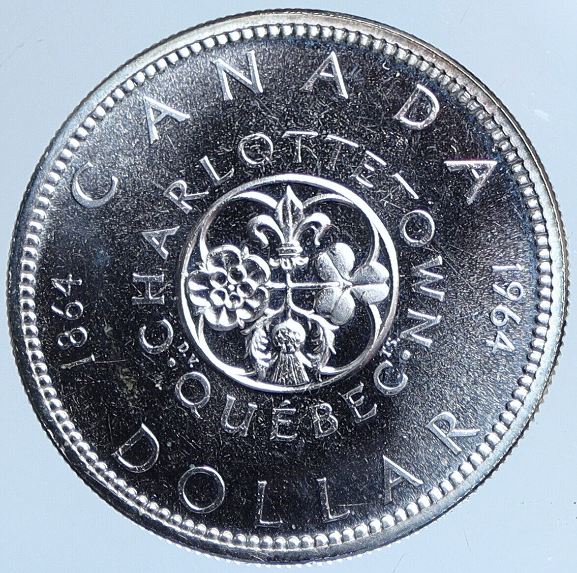 1964 CANADA Quebec Charlottetown Antique Genuine BIG SILVER Dollar Coin i114035