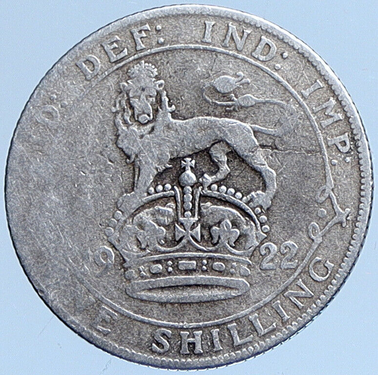 1922 United Kingdom UK Great Britain GEORGE V Lion Silver Shilling Coin i114011