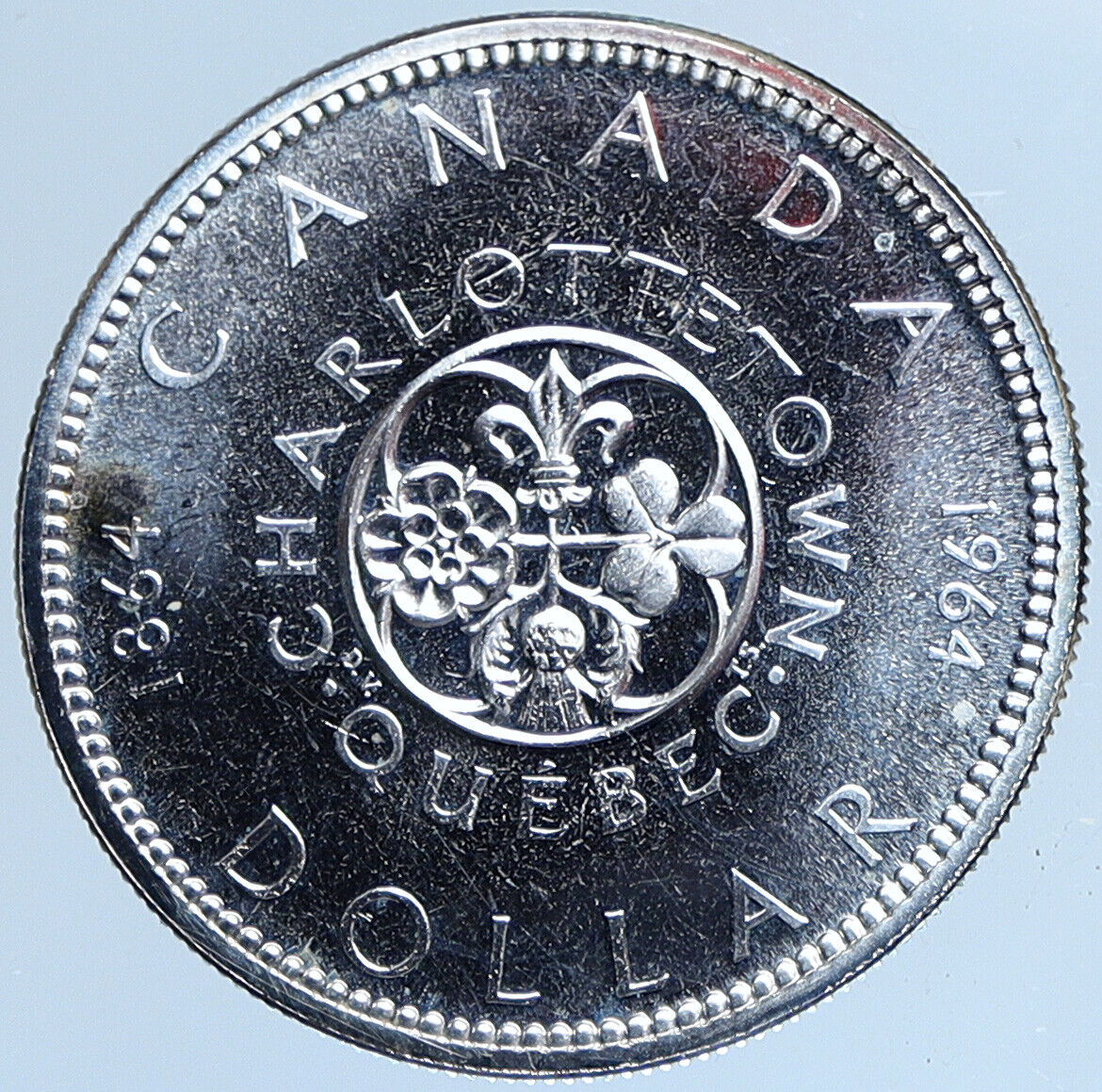 1964 CANADA Quebec Charlottetown Antique Genuine BIG SILVER Dollar Coin i114027