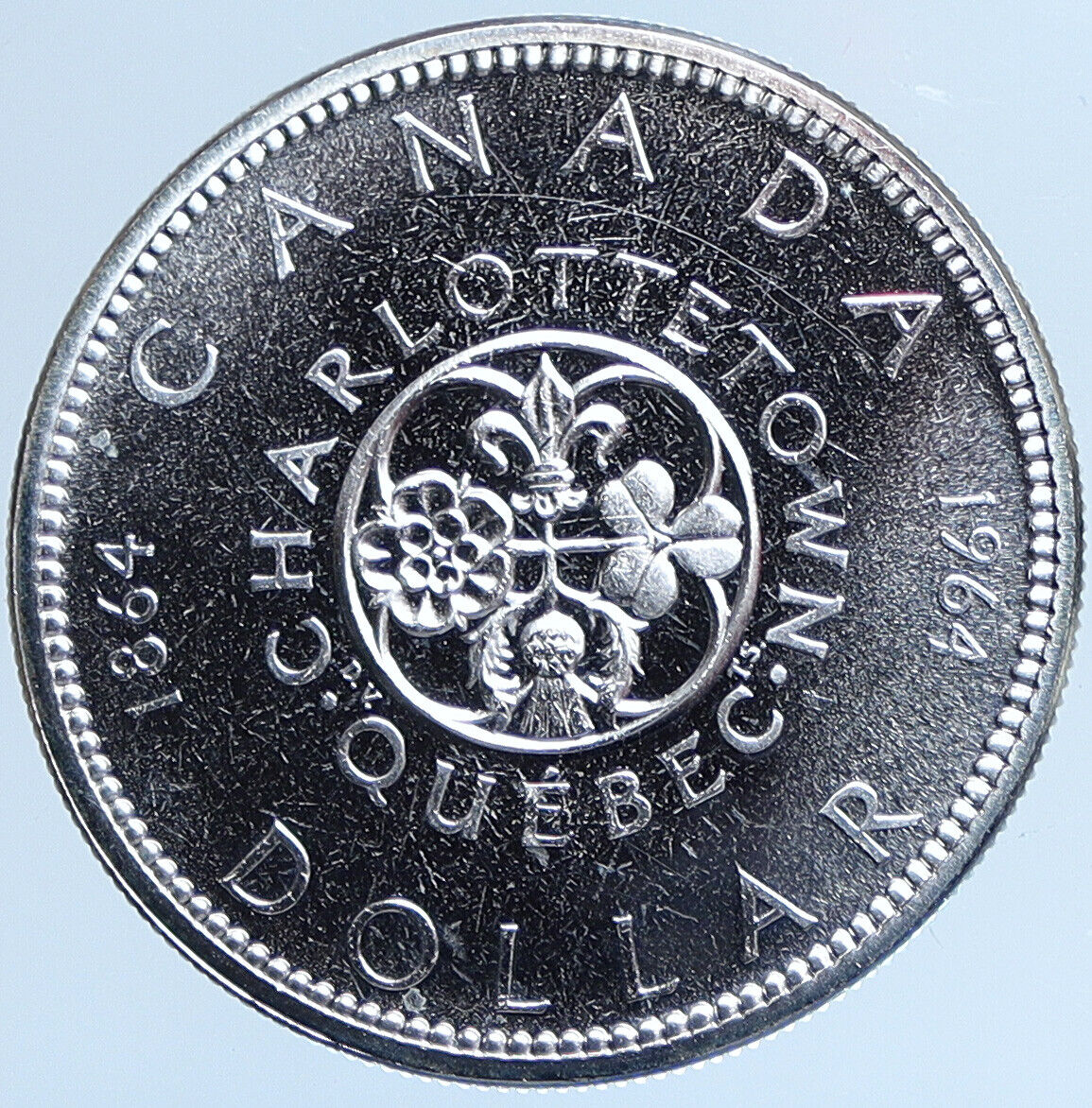 1964 CANADA Quebec Charlottetown Antique Genuine BIG SILVER Dollar Coin i114036
