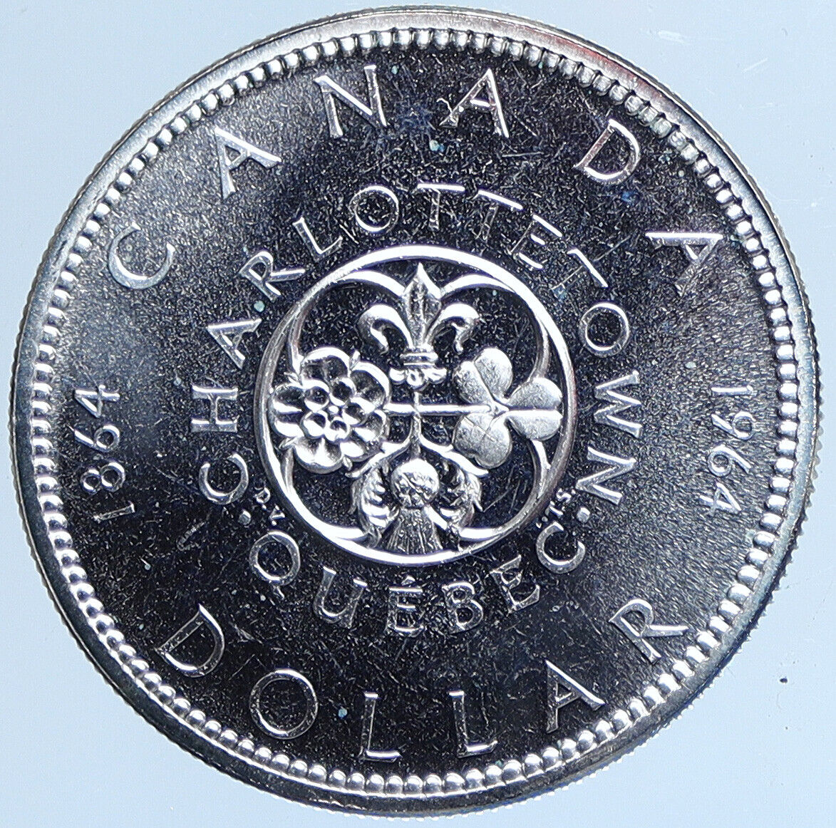 1964 CANADA Quebec Charlottetown Antique Genuine BIG SILVER Dollar Coin i114028