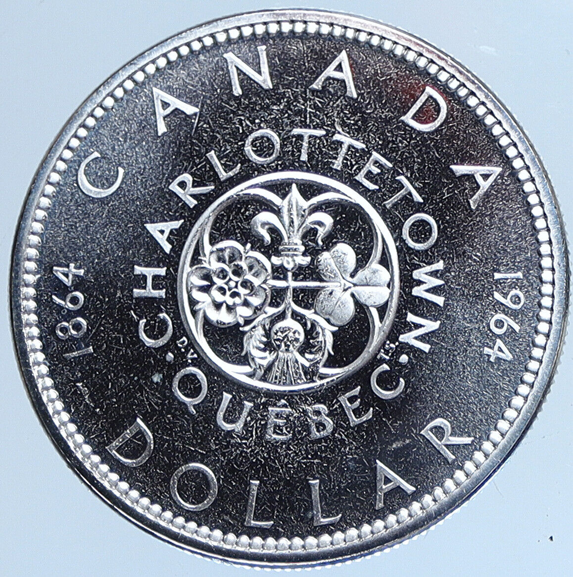 1964 CANADA Quebec Charlottetown Antique Genuine BIG SILVER Dollar Coin i114031