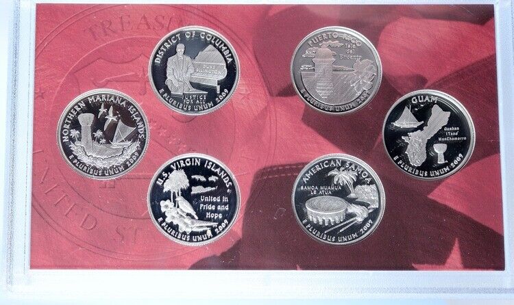2009 S US Territory DC MARIANA PR GUAM SAMOA Proof Silver 25c 6 Coin SET i114109