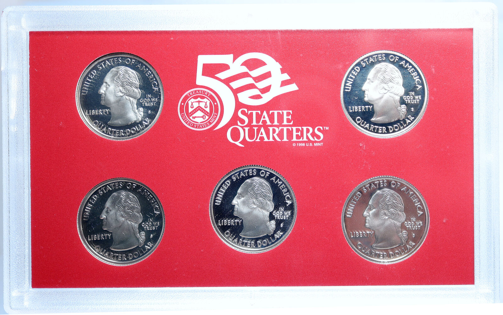 2002 S US TN OH LA INDIANA MS State Quarters Proof Silver 25c 5 Coin SET i114121