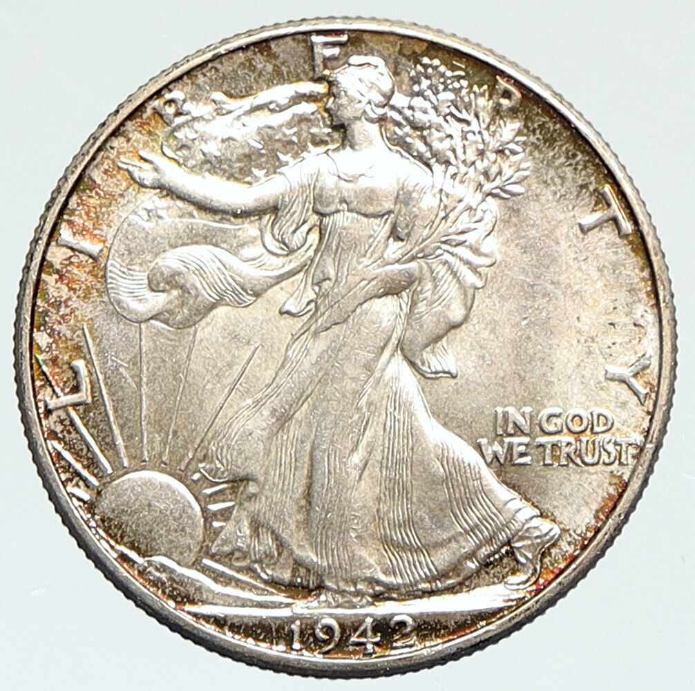1942 P UNITED STATES US Silver WALKING LIBERTY Half Dollar Coin w EAGLE i112215