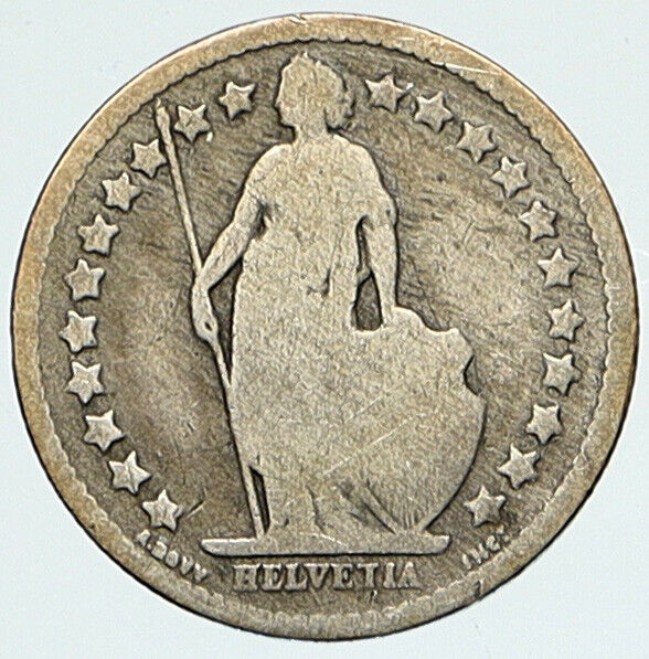 1879 B SWITZERLAND HELVETIA Symbolize SWISS Nation SILVER 1/2 Franc Coin i112204