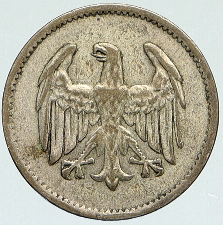 1924 A GERMANY Weimar Republic EAGLE Vintage ANTIQUE Silver Mark Coin i112208