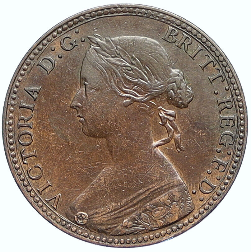 1860 UK Great Britain United Kingdom QUEEN VICTORIA 1/2 Half Penny Coin i112774