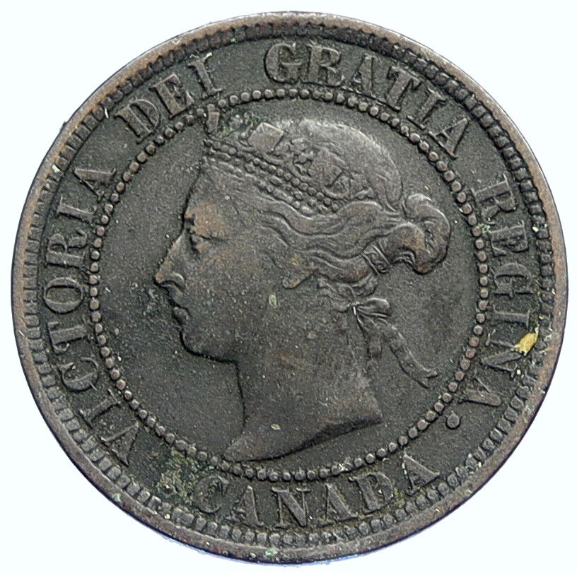 1882 H CANADA British UK Queen VICTORIA Wreath Vintage Antique Cent Coin i112776