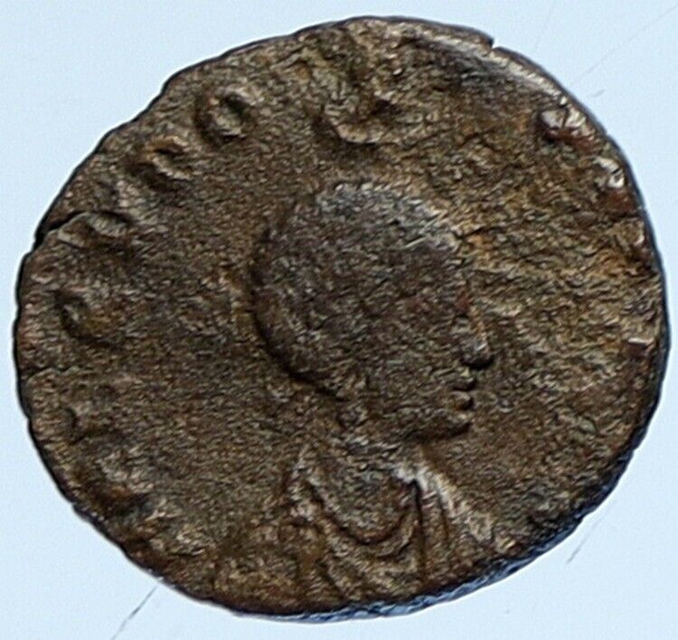 EUDOXIA Arcadius Wife 401AD Authentic Ancient Roman Coin VICTORY CHI-RHO i113061