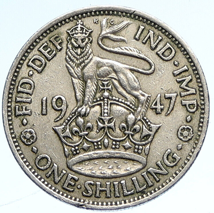 1947 United Kingdom UK Great Britain GEORGE VI Lion Silver Shilling Coin i112773
