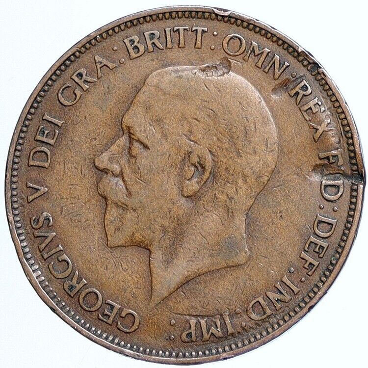 1936 Great Britain United Kingdom UK King GEORGE V Antique Penny Coin i113792
