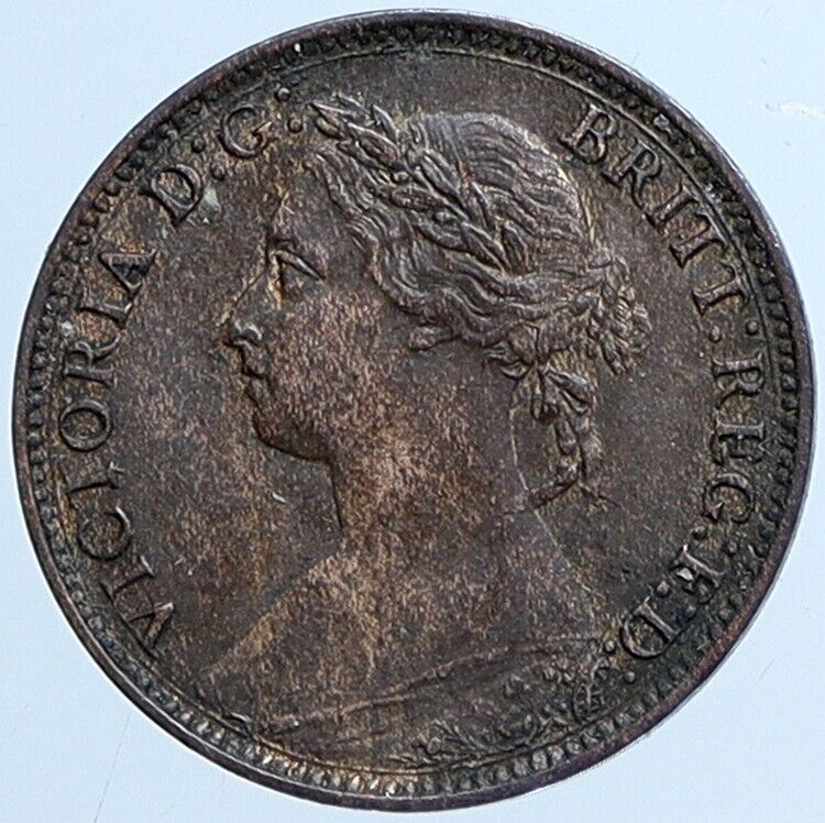 1886 UK Great Britain United Kingdom QUEEN VICTORIA Farthing OLD Coin i113826