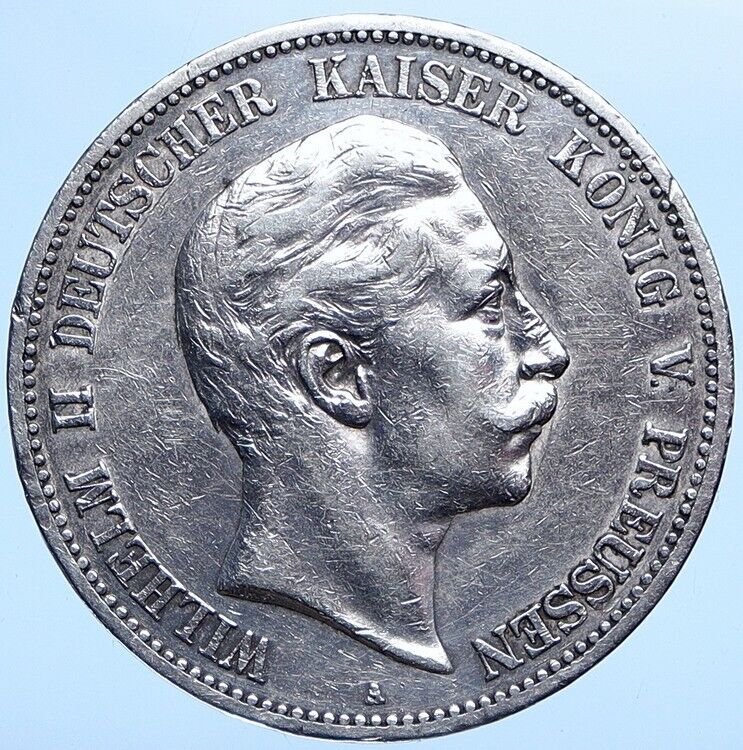 1902 A GERMANY GERMAN STATES PRUSSIA WILHELM II Old Silver 5 Mark Coin i114147