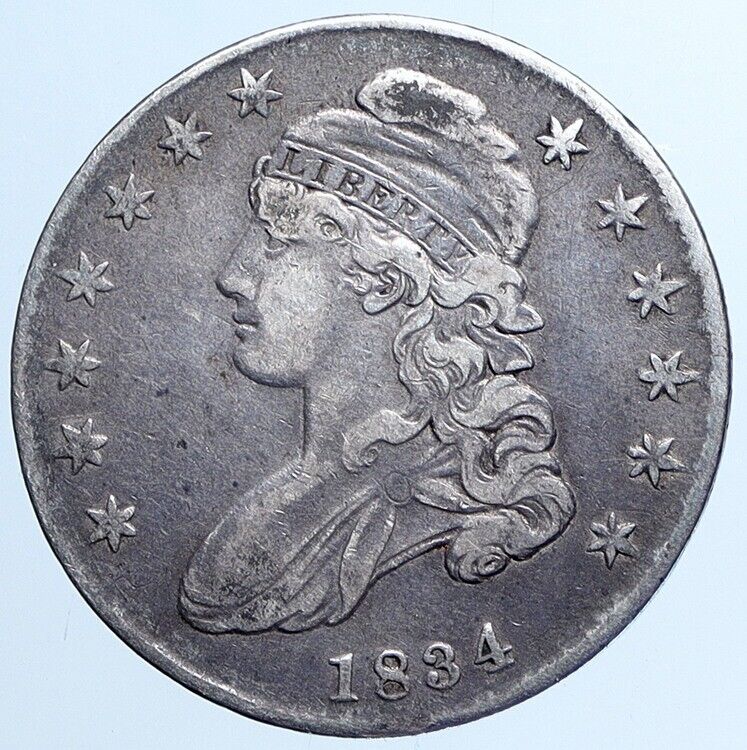 1834 P USA Eagle Liberty Antique VINTAGE OLD Silver 50c Half Dollar Coin i113795