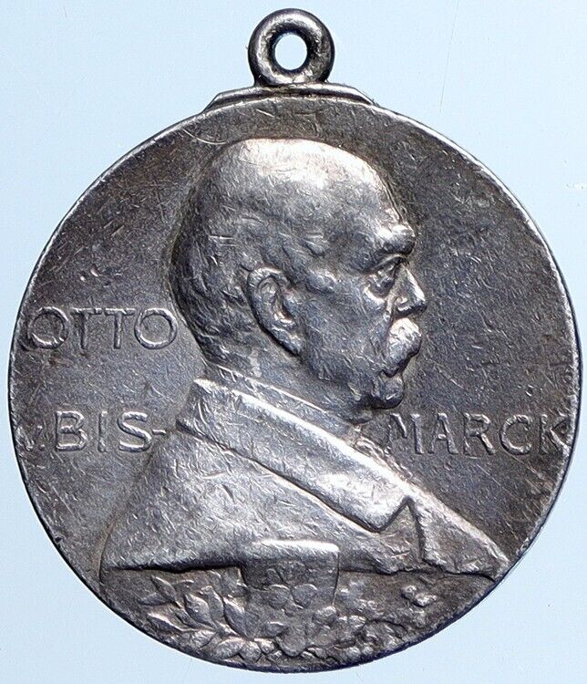 1898 GERMANY Otto von Bismarck Authentic FUNERAL Antique Silver Medal i113799