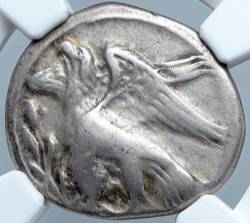 KROTON in BRUTTIUM 350BC Silver Ancient Greek Coin Eagle Tripod NGC VF i59853