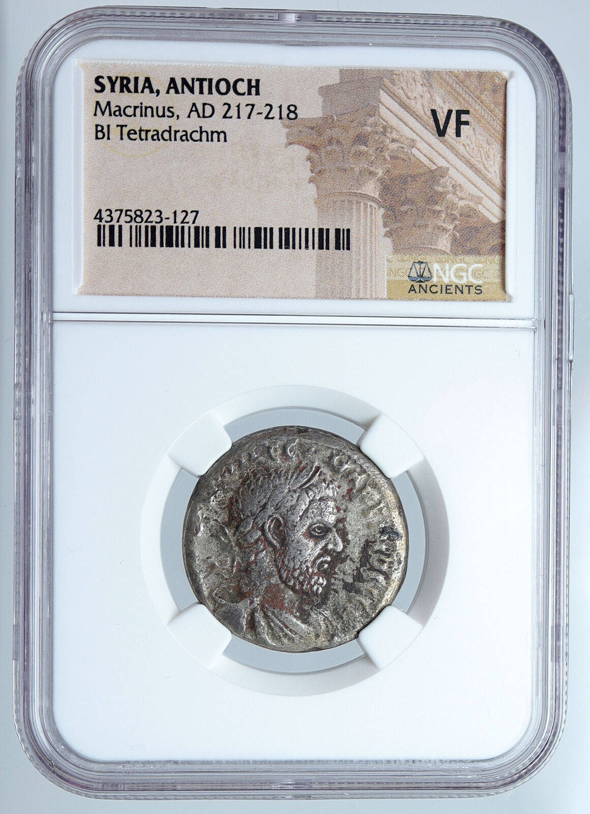 MACRINUS 217AD Antioch Tetradrachm Authentic Ancient Roman Coin Eagle NGC i59870