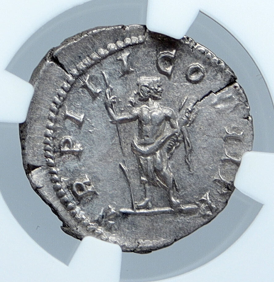 GETA 211AD Rome JANUS Denarius Authentic Ancient Silver Roman Coin NGC AU i59885