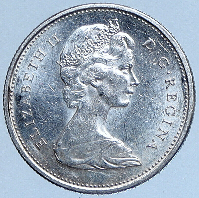 1968 CANADA United Kingdom UK Elizabeth II CARIBOU Silver 25 Cent Coin i114022