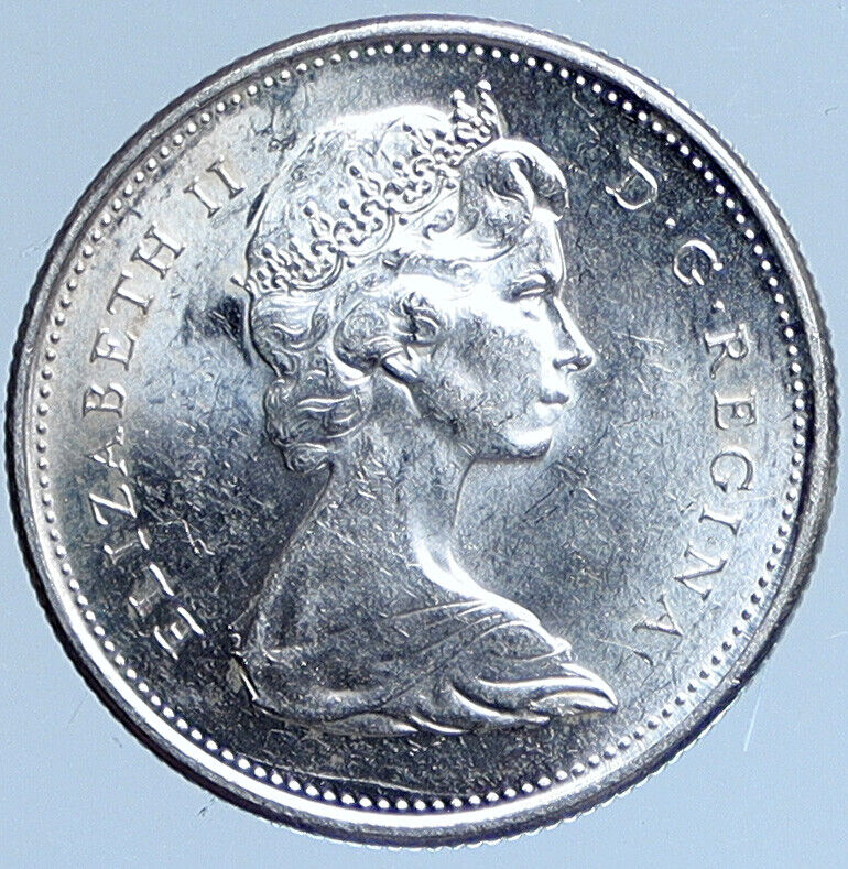 1968 CANADA United Kingdom UK Elizabeth II CARIBOU Silver 25 Cent Coin i114023