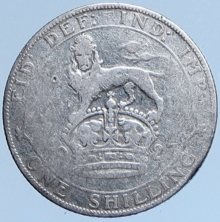 1927 Great Britain UK United Kingdom King George V SILVER SHILLING Coin i114024