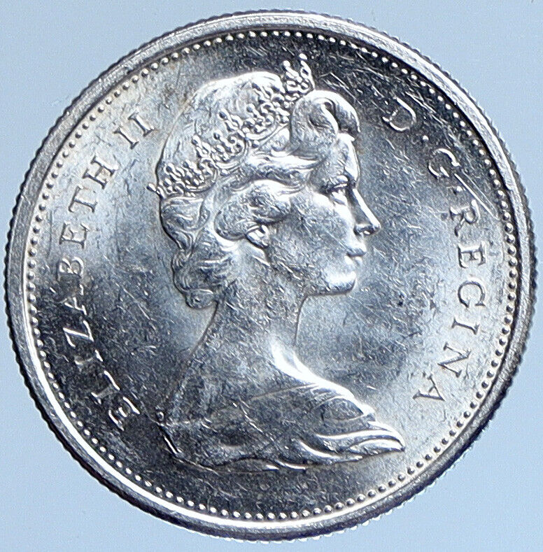 1968 CANADA United Kingdom UK Elizabeth II CARIBOU Silver 25 Cent Coin i114021