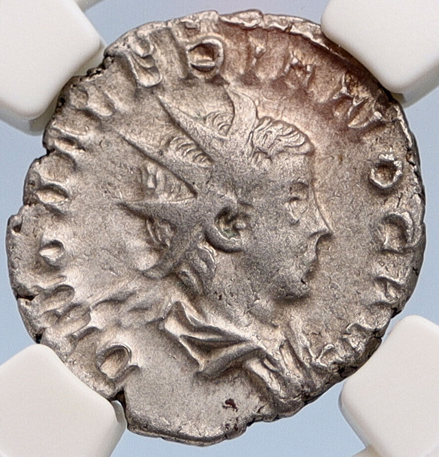 Divus VALERIAN II on Eagle CONSECRATIO Ancient Silver Roman Coin NGC i60084