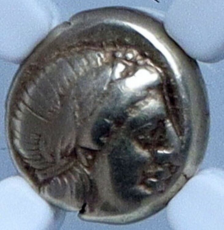 MYTILENE LESBOS 377BC Electrum Hekte Apollo NGC Certified Greek Coin i54514