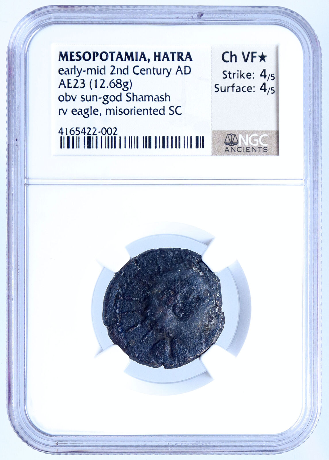 HATRA in MESOPOTAMIA Ancient c100 AD Greek Coin SHAMASH SC Authentic NGC i44325