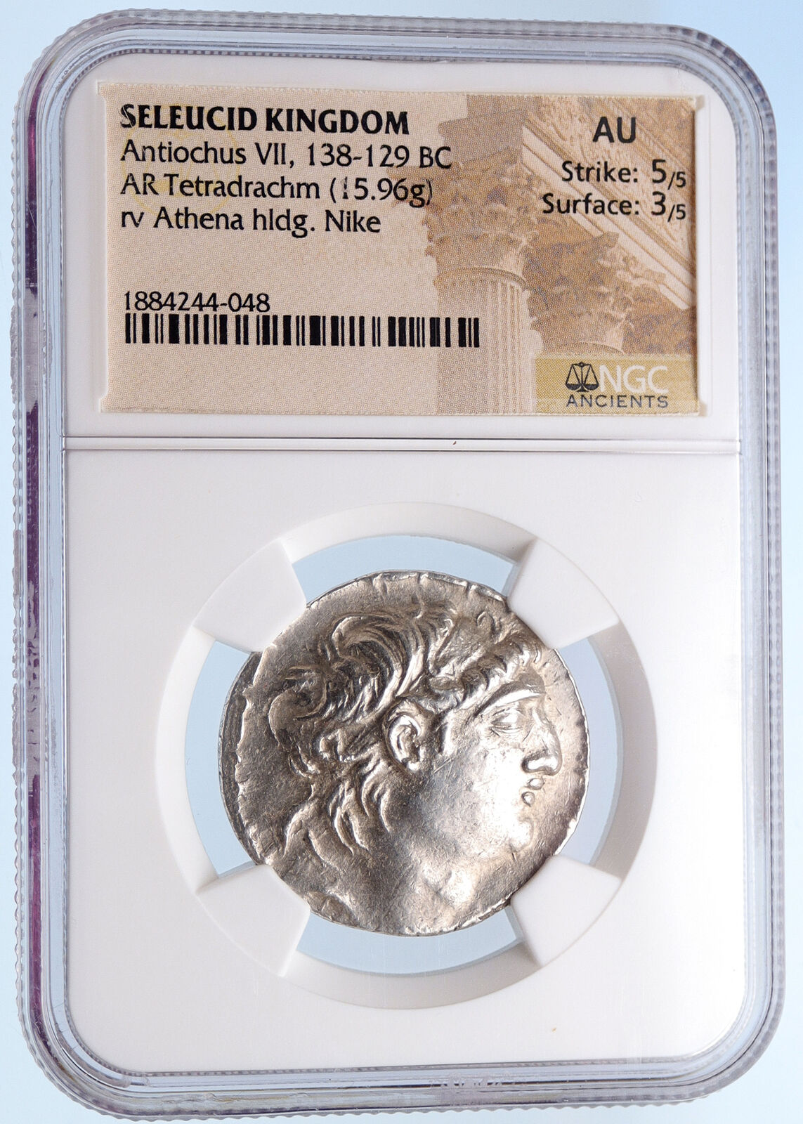 ANTIOCHOS VII Sidetes Seleukid Ancient Silver Greek TETRADRACHM Coin NGC i64320