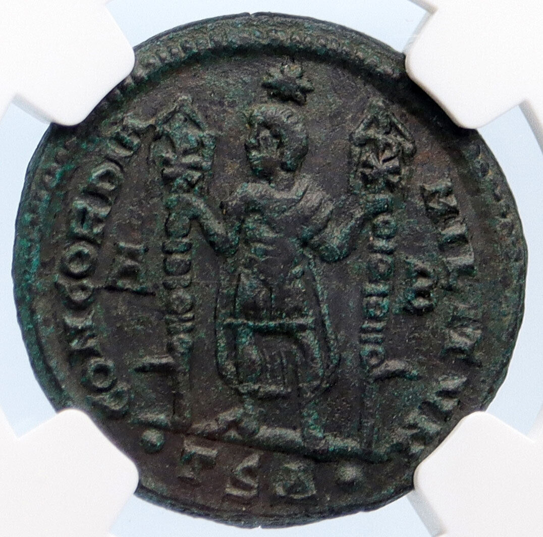 VETRANIO w Chi-Rho Standards Genuine 350AD Rare Ancient Roman Coin NGC MS i65990