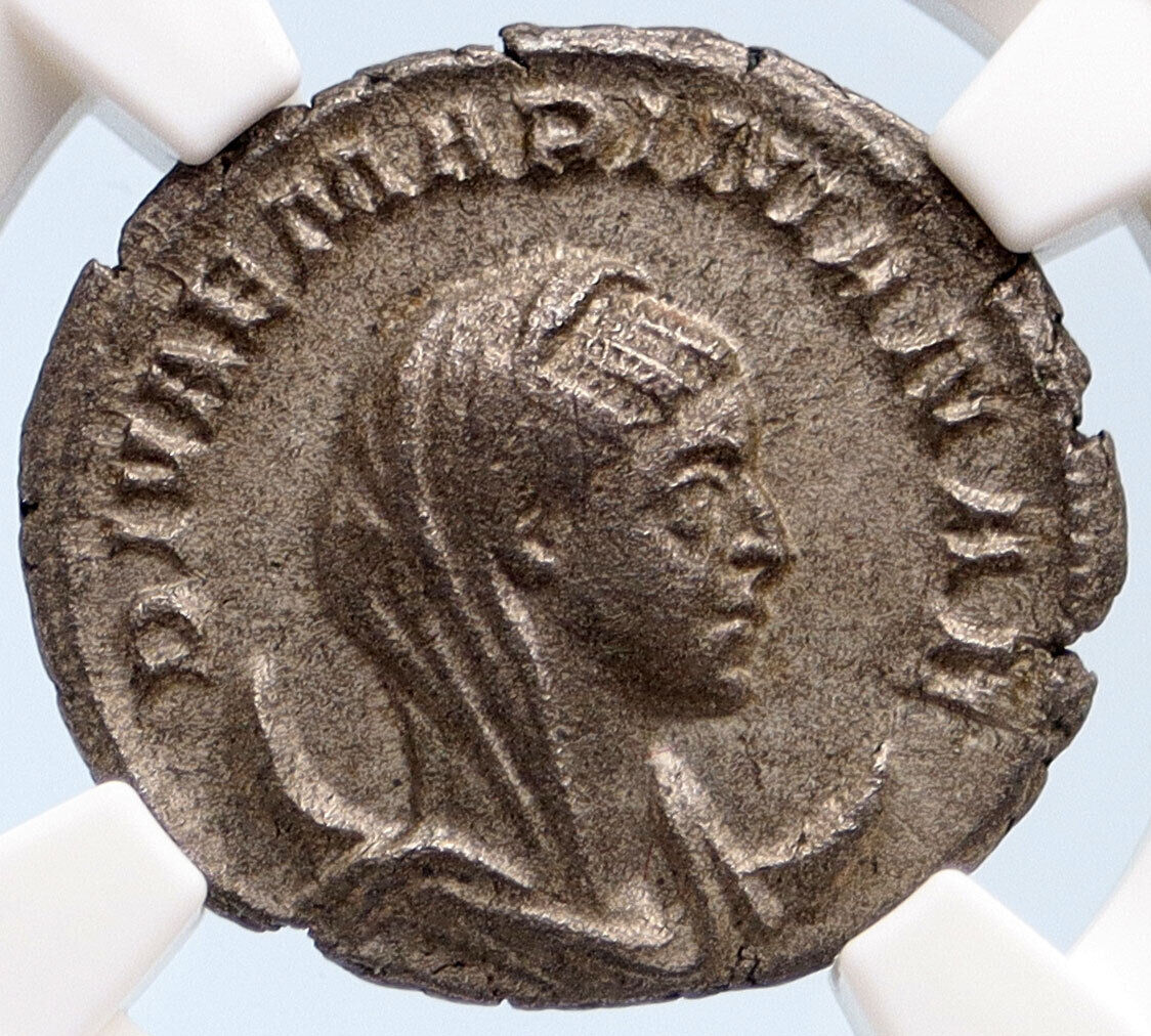 Diva MARINIANA 254AD Ancient Silver Roman Coin NGC VALERIAN I Wife i66640